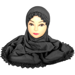 Two-piece hijab with black lace