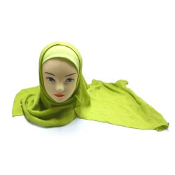 One-piece olive green hijab with beautiful patterns