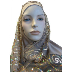 1 piece taupe hijab scarf with patterns