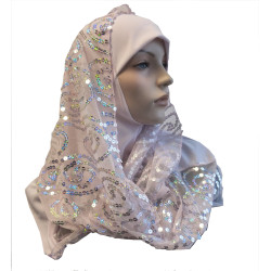 Foulard hijab 1 pièce rose pale avec motifs