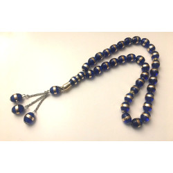 Chapelet translucide "Sabha" musulman 33 grains (grosses perles) de luxe de couleur...