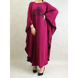 Robe de soirée effet papillon brodée pour femme - Couleur Framboise