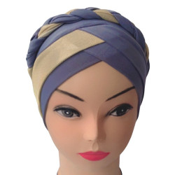 Bonnet hijab croisée à tresse pour femme - Couleur Gris