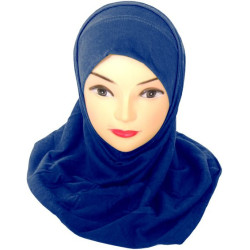 Hijab deux pièces de couleur sans dentelles - Couleur Bleu marine