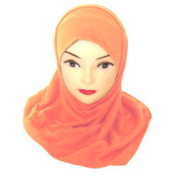 Two-piece salmon-colored cotton hijab