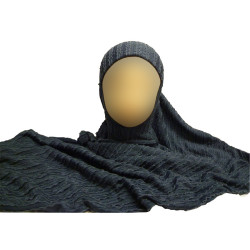 Hidjab gris foncé avec motifs -1 pièce