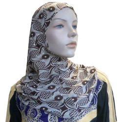 Glittery beige hijab with brown patterns