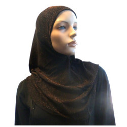 Hijab noir pailleté orange