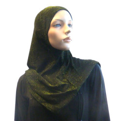 Black green glitter hijab