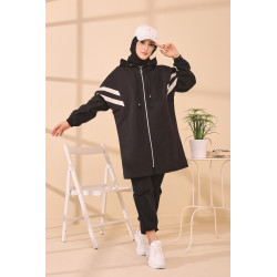Imperméable à capuche femme (Vêtement Hiver Tendance Saisons Automne Hiver) - Couleur noir