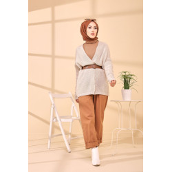 Gilet Cardigan en grosse maille - Couleur beige
