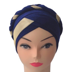 Woman's braid cross hijab-Color Blue Marine