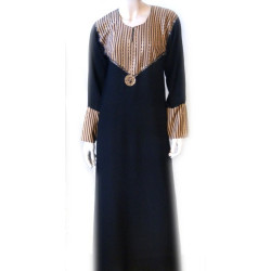 Black and caramel abaya with matching scarf