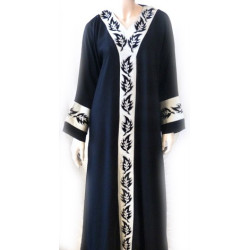 Black abaya white patterns with matching scarf
