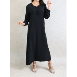 Simple oriental dress long sleeves - color black