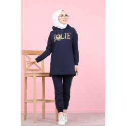 Ensemble sportswear femme motif panthère Tunique à capuche et jogger (Style décontracté...