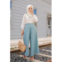 Ensemble Pantalon ample type Palazzo et Blouse avec collier assorti (Tenue Hijab casual...