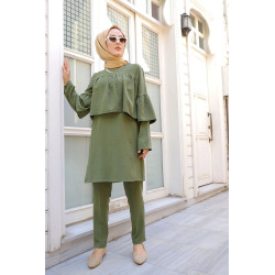 Ensemble 2 pièces (Tenue Modest Fashion pour la femme musulmane voilée) - Couleur kaki