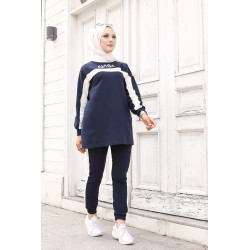 Survêtement deux pièces - Tenue de sport pas cher pour femme voilée - Couleur Bleu marine