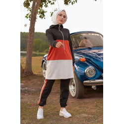 Ensemble sportswear tricolore pour femme : tunique zippée à capuche et pantalon...