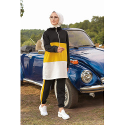 Ensemble survêtement tricolore pour femme : tunique zippée à capuche et pantalon...