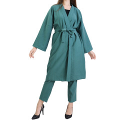 Ensemble femme 2 pièces veste kimono et pantalon - Couleur Vert