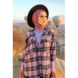 Chemise à carreaux (Boutique en ligne vêtement turque pour femme) - Couleur lilas