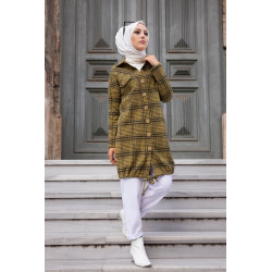 Surchemise-Tunique à carreaux pour femme (Vêtements Hijab - Saison Automne Hiver) -...