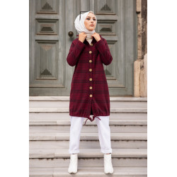 Wired shirt for women (Hijab Clothing-Autumn Winter season) - Color Bordeaux