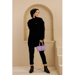 Chandail - Tricot - Pull long pour femme - Couleur noir