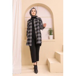 Chemise à careaux (Tunique pour femme) - Couleur gris