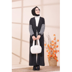 Cardigan long pour automne hiver (Vêtement pour femme voilée) - Couleur noir