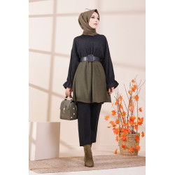 Tunique bicolore (Vetement pour femme voilée) - Couleur noir et kaki