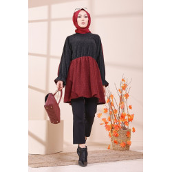 Tunique bicolore (Tenue pour femme voilée) - Couleur noir et bordeaux