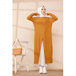 Robe Gilet pour femme (Tenue Hijab Chic Saison Automne-Hiver) - Couleur moutarde