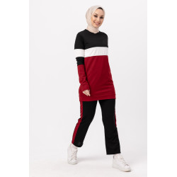 Ensemble femme 2 pièces de couleur noir et bordeaux (Boutique en ligne Vêtement pour...