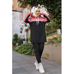 Women's clothing (Dress and Hijab) - Black and pink colour