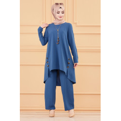 Ensemble habillé deux pièces : tunique évasée et pantalon (Tenue femme pour hijab) -...