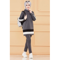 Women's casual assembly: hood and trousers (Hijab sports holding) - Color anthracite