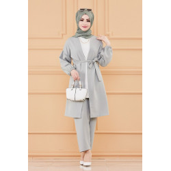 Ensemble habillé pour femme : Veste et pantalon (Tenue hijab) - Couleur menthe