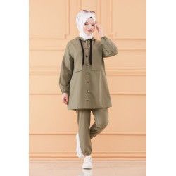 Ensemble Woman-casual wear (Turkish hijab clothing online) - Color khaki