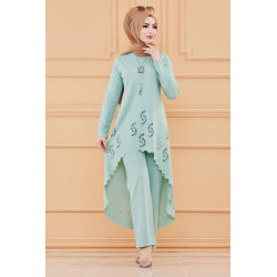 Ensemble découpé au laser : Tunique et pantalon assorti pour femme (Vêtement hijab...