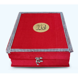Grand coffret Cadeau pour Coran ou livres avec inscription islamique - Couleur Rouge