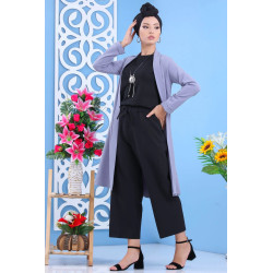 Pantalon large (grande taille) pour femme - Couleur Gris foncé