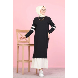 Robe longue moderne bi-couleur pour femme musulmane (Robes Mastour Hidjab pas cher) -...