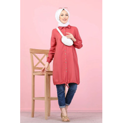 Tunique-Chemise casual ample boutonnée (Vetement décontracté femme voilée) - Couleur...