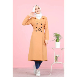 Trench-coat - Veste longue (Vetement Hijab pour femme) - Couleur Beige foncé