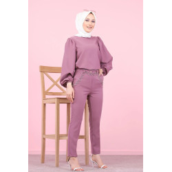 Pantalon cigarette pour femme (Vetements Hijab) - Couleur mauve