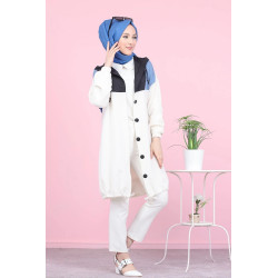 Jacket Cuttered Tone (Modern Not expensive for veiled woman) - Indigo blue color