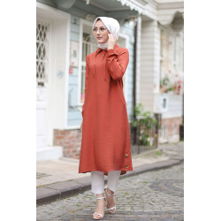 Tunique longue (Tenue musulmane pour femme voilée) - Couleur brique